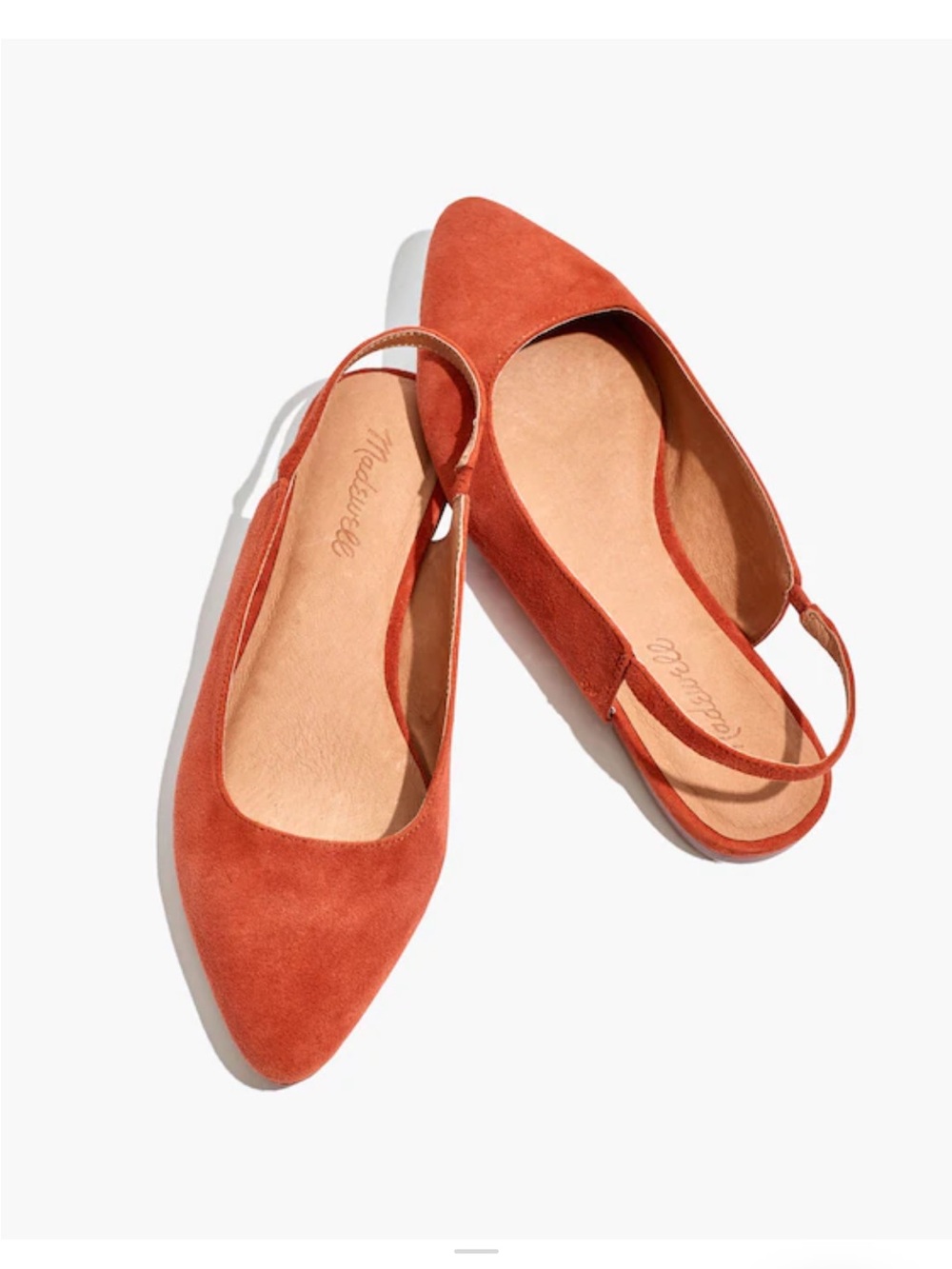 Madewell Sling Back Red Suede Flats